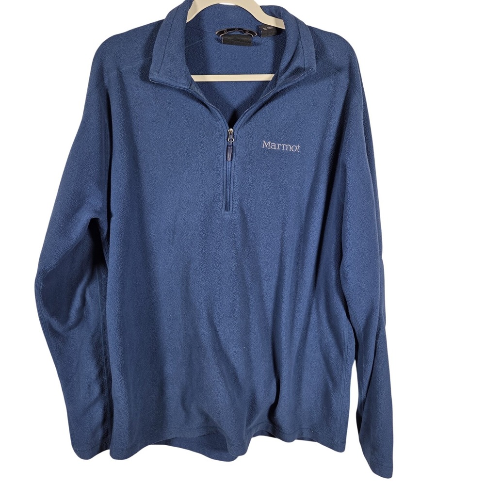 Marmot Fleece Pullover Mens Large Blue‎ Quarter Zip Hiking Outdoor Gorpcore